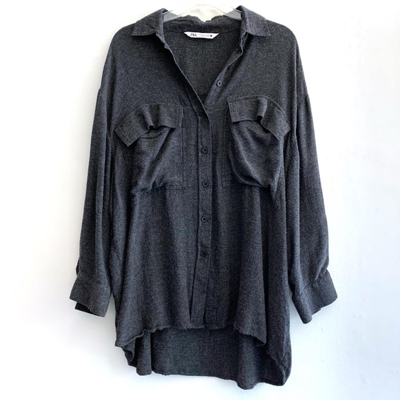 Zara Tops - Zara Oversized Flowy Botton Down Shirt